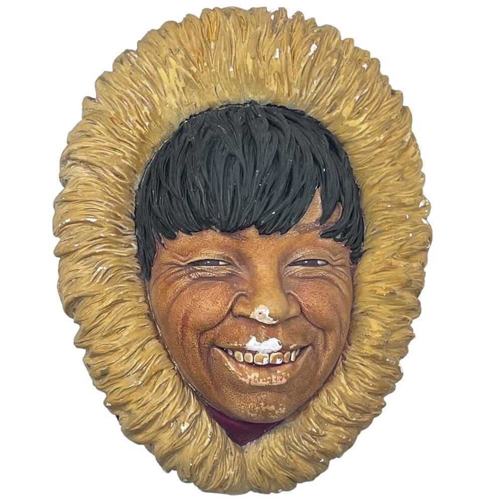 Bossons Eskimo Chalkware Head 1969 Made In England Vintage VGUC